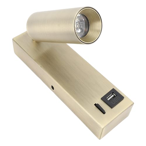LED Modern Spotlight Wall Mounted Spotlight, Spot Light for Indoor Foyer Living Room, Adjustable Angle USB Port Design Stylish Look Bedside Reading Light for Bedroom Living Room 85 to 265V