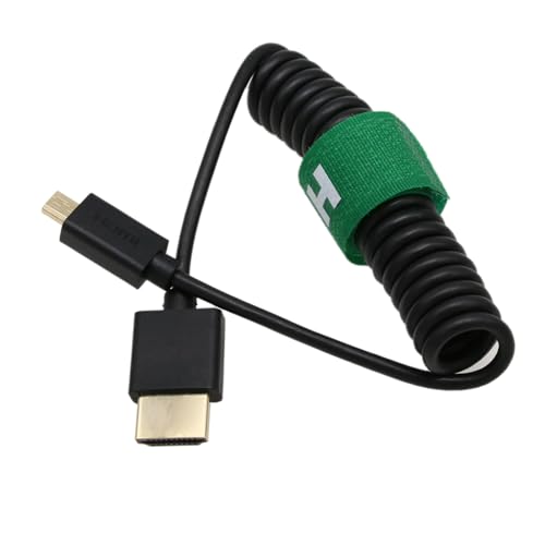 Image of HangTon Micro HDMI to HDMI 4K 60p 6K 8K Coiled Cable for Sony A7C A7R IV Canon R8 R10 R6 mkII XT4 Lumix S5 Camera Ninja V Monitor DJI RS, HDMI 2.1 Type A D Ultra HD