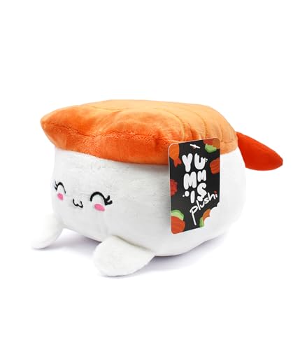 Joy Toy - Plushi Nigiri Sushi mit Garnele (gestickt) Plüsch - Größe 20 cm, Weiß,orange,rosa,schwarz