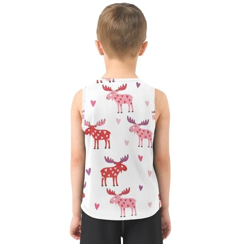 J JOYSAY Cartoon Moose Love Boys Tank Top Sleeveless Muscle Shirts Quick Dry Active Workout Sport Kids T-Shirts 3-15T3