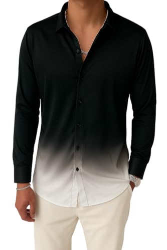 Image of Men's Casual Button Down Shirts Long Sleeve Linen Shirt Fashion Textured Beach Summer Shirts| Men Stylish Shirt | Men Fancy