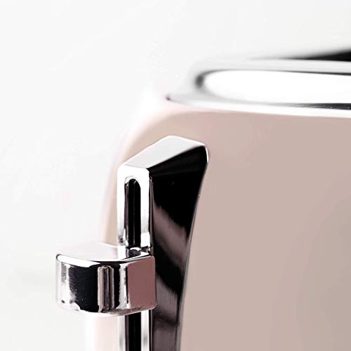 Haden Jersey Putty Retro 4 Slice Toaster - 4 Slot Toaster with Dual Control & Adjustable Browning - Stainless Steel Housing - Essential Kitchen Appliance