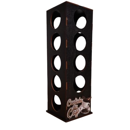Torre Porta Capsula de Café DG Organiza 19 Capsulas Madeira MDF Escuro Pratico Cantinho do Café - La