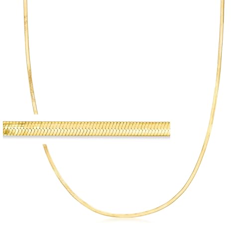 Ross-Simons Italian 2mm 18kt Gold Over Sterling Herringbone Necklace