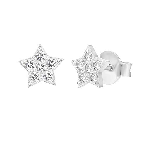 PAVOI 14K White Gold Plated Sterling Silver Star Earrings | Dainty Earrings for Women