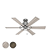 Hunter Fan 52 inch Casual Matte Silver Finish Indoor Ceiling Fan with 6 Blades and Pull Chain (Renewed)