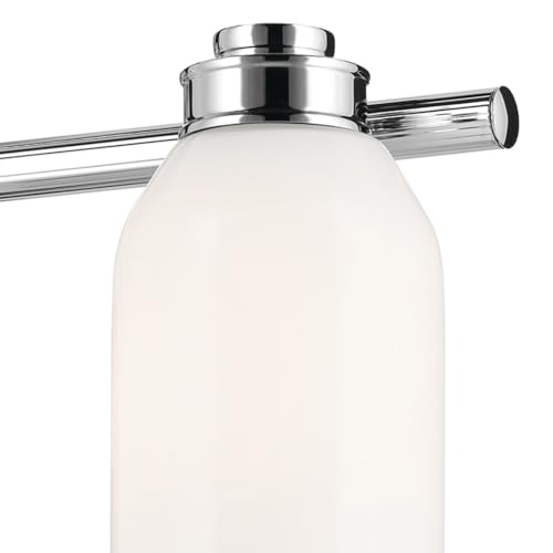 Image of Kichler Shae 4-Light Bathroom Vanity Light, Chrome | White opal glass vanity light for modern bathroom mirrors (32.25 inch x 9 inch), 55203CH
