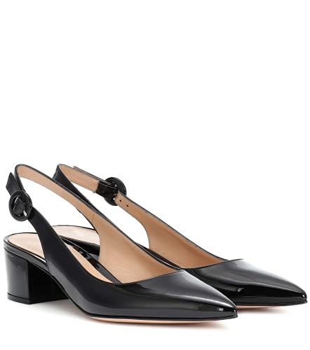 Eldof Slingback Heels Women Block Low Heel Pointed Toe Pumps Ankle Buckle Office Dress Suede Shoes 2 Inches2