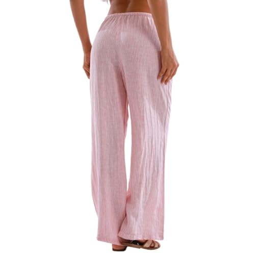 Pantalon large à rayures en lin idéal pour flâner en été