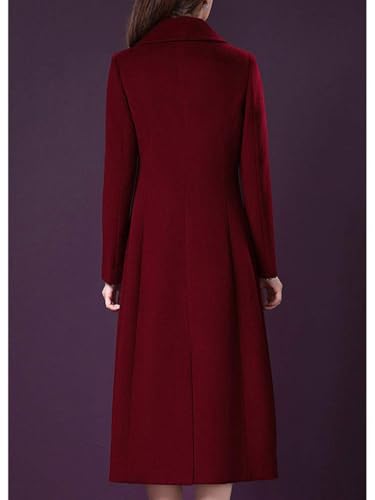 ebossy Women's Elegant Business Wool Coat Double Breasted Winter Long Coat2
