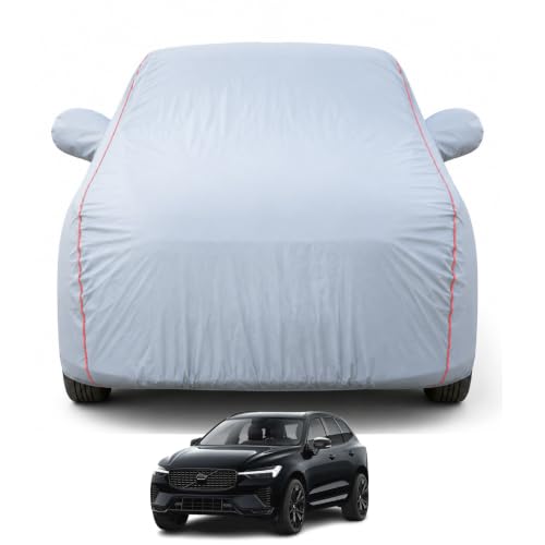 Image of Premium Car Cover for Volvo XC 60 Model | Waterproof, UV & Dust Protection | Mirror & Antenna Pocket | Triple Stitched, Soft Inner Lining, Belt & Buckle (Dark Grey)