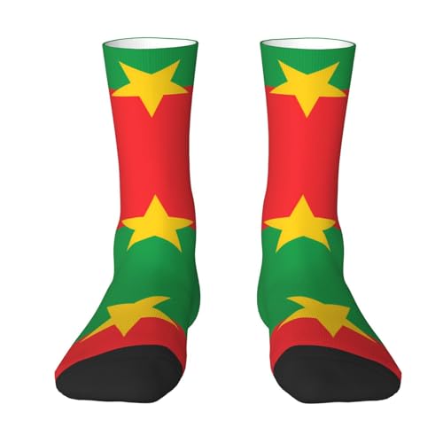 LPLSNWS Chaussettes mi-mollet décontractées unisexe - Drapeau du Burkina Faso imprimé blanc, indispensable pour le sport quotidien et le fitness, blanc, Taille unique