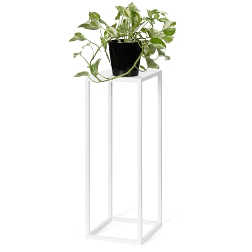 LAMO Manufaktur Soporte para plantas de metal blanco 28 cm | Soporte macetas interior grande en salón, dormitorio | Moderna estantería para flores de boda, pedestal de esculturas, decoraciones