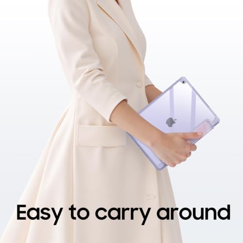 Image of Fintie Hybrid Slim Case for iPad 9th / 8th / 7th Generation (2021 /2020 / 2019) 10.2 Inch - [Built-in Pencil Holder] Shockproof Cover with Clear Transparent Back Shell, Purple Marble