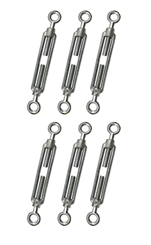 Kippen 1204CK - Confezione da 6 Pezzi di Tenditore a 2 Occhi in Acciaio Zincato. Misura 8 mm.