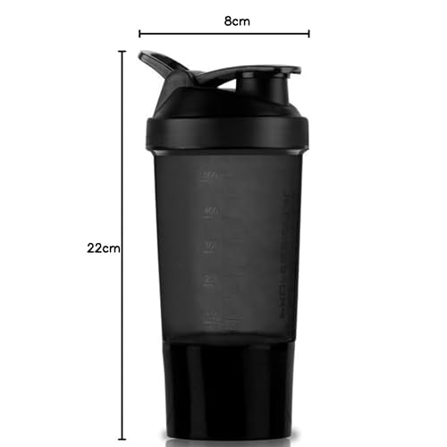 Image of Zyro Spider Gym Shaker Bottle, Shakers for Protein Shake 500 Ml with 1 Storage Compartment Gym protein shaker for workout (Pack of 1, Black)