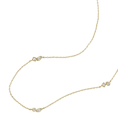 Image of Fossil Women's Ellis Toi Et Moi Gold-Tone Brass Station Necklace