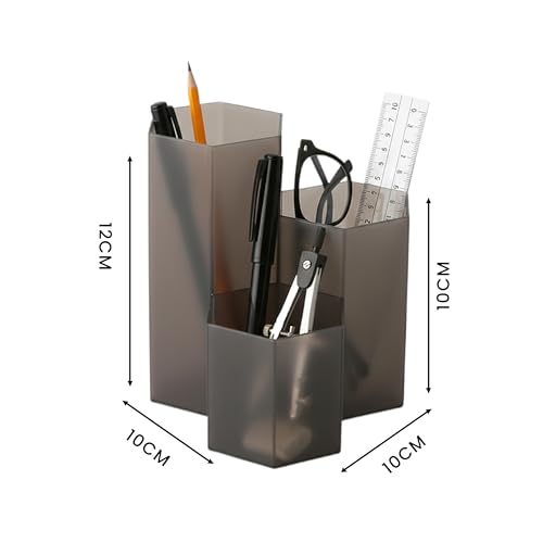 Image of Black Pen Holder for Desk | 3 Compartment Organizer Desk for Pen, Pecils, Makeup Brushes, Tooth Brushes | Cute Pencil Cup Desk Organizers and Accessories for Office, Home, Classroom, Teacher Desks