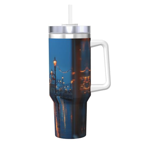 Vaso térmico de acero inoxidable 40oz con asa y sorbete