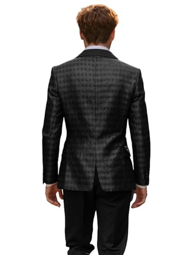 Men's 3 Piece Patterned Suit Set with Shawl Lapel One Button Tuxedo for Weddings and Galas2