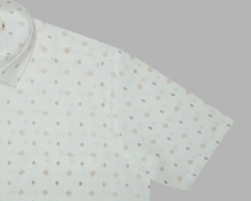 Image of GHPC Cotton Linen Printed Half Sleeves Regular Fit Formal Shirt for Men