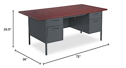 Hon Metro Classic Series 72 By 36 By 29-1/2-Inch Double Pedestal Desk, Mahogany #TOP2