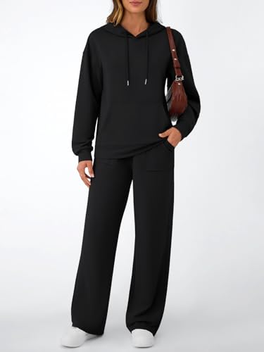 AUTOMET Womens 2 Piece Outfits Sweatsuits Lounge Matching Fall Sets Jogging Suit Oversized Hoodie Wide Leg Sweatpant Clothes2