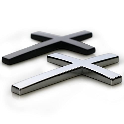 Image of Cross Metal Car 3D Sticker Cross Emblem for Car Motorcycle Scratched Decorative Logo Phone Sticker Side Tail Logo (Black)
