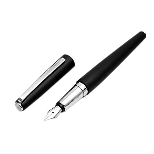 KACO Balance Series Fountain Pen Brushed Aluminum Black, Germany Iridium Fine Nib with Black and Red