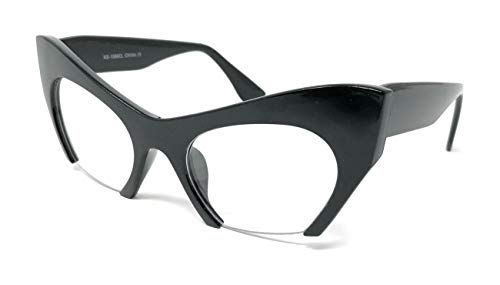Cateye or High Pointed Eyeglasses or Sunglasses Vintage Inspired Fashion (Fashion Cut Away Black)