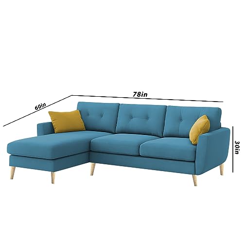 Image of BRAXTON Lindel LHS 4 Seater L Shape Sofa Set for Living Room (Turquise) Premium Velvet Fabric Sofa