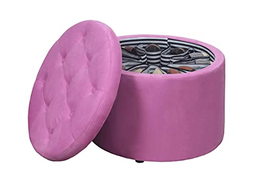 Convenience Concepts Designs4Comfort Round Shoe Ottoman, Pink Faux Suede #TOP4