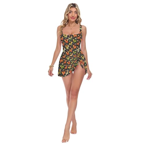 Maillot de bain une pièce col carré motif teckel pour vos journées plage