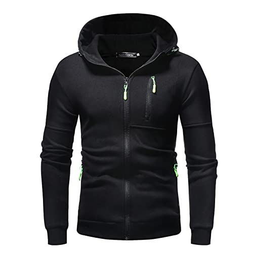 Mens Zip Up Hoodies Midweight Loose Fit Full-Zip Sweatshirt Jackets Fleece Fall Winter Athletic Cycling Workout Coat2