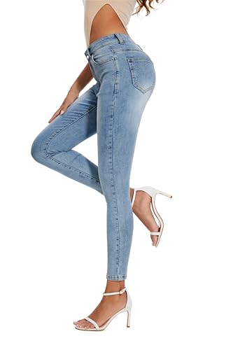 Women's Casual Jeans Pencil Leg Pants High Stretch Mid Rise Jeans
