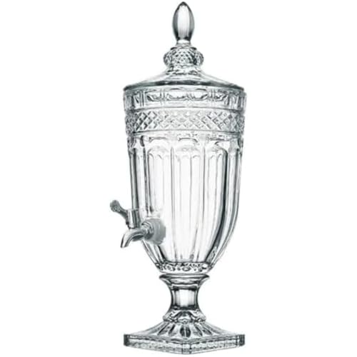 屋外ガラス飲料ディスペンサー Momgla ビールサーバー ガラスのドリンクサーバー 業務用ドリンクディスペンサー ドリンクピッチャー 大容量 梅酒 ジュース ドリンク 家庭用および商業用 蛇口付き 果実酒ポット (透明な縦縞,5L)