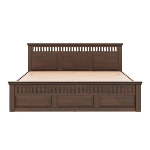 Image of Wakefit Bed | King (78x72) Solid Wood Bed Without Storage | 3 Year Warranty | Pegasi - Irish Walnut