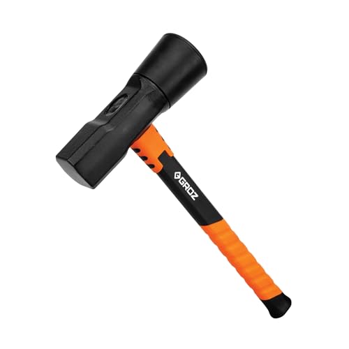 Groz 16 Tire Hammer with Fiberglass Handle 5.5 lb Dual Forged Steel and Cured Rubber Head Non-Marring Tire Service Mallet for Lock Rings TPR Anti-Shock Grip (34770)