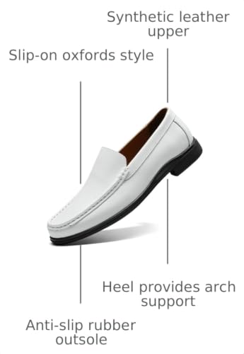 Image of Men's Loafers Casual Leather Slip-On Oxfords Driving Shoes Dress Soft Comfortable & Light-Weight Black
