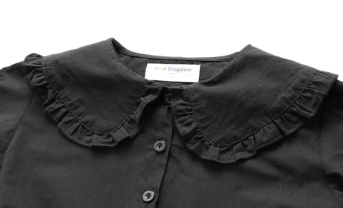 Image of Mud Kingdom Girls Blouse Shirts Spring Fall Long Sleeve Button-Down Top Ruffle Collar