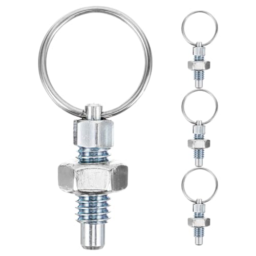 UKCOCO Pasador de Indexación de Émbolo con Resorte de Acero Inoxidable M6 4 Piezas Émbolo con Anillo de Tracción Perilla sin Bloqueo Posicionador de Precisión para Maquinaria
