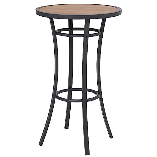Naga Bahna Bar Height Patio Table, 40-Inch Outdoor Pub Table Bistro Table with Wooden-Like Table Top & Metal Frame