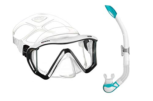 Set de buceo Mares i3 + Bay Blanco-Azul máscara y tubo de snorkel