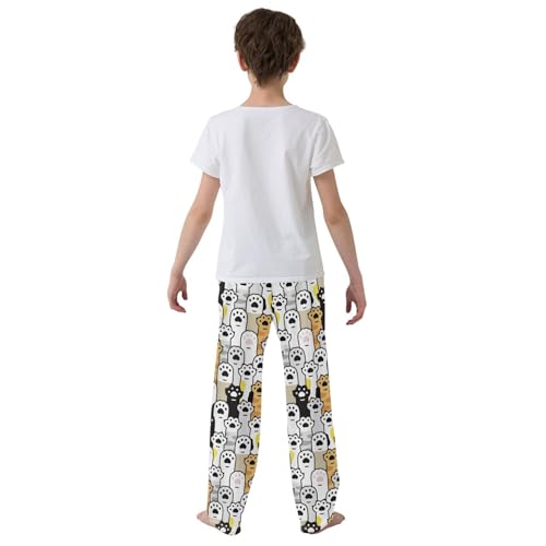 Cat Paw Footprint Doodle Boys Pants for Kids Jogger Pants with Pockets S-XL3