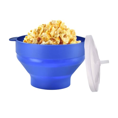 Máquina de palomitas de maíz para microondas, resistente al calor, práctico cuenco de palomitas de maíz con tapa, cuenco de silicona para palomitas de maíz para cocina, restaurante