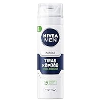 NIVEA MEN Sensitive Shaving Foam 200ml | With Chamomile & Vitamin E | Soothing Formula | Shaving Foam for Sensitive Skin | Protects Against Irritation & Cuts | Alcohol Free Formula