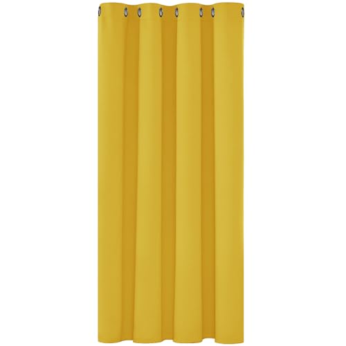 Deconovo Christmas Decorations Eyelet 108 Inch Drop Thermal Insulated Blackout Curtain for Living Room 52"x 108" Mellow Yellow 1 Panel