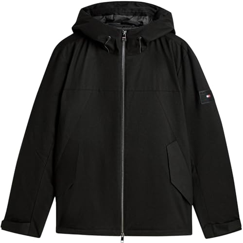 Tommy Hilfiger Herren Übergangsjacke Short Padded mit Kapuze, Schwarz (Black), XL – Ansicht 6