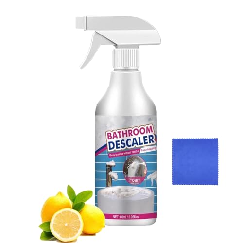 Reiniger für hartnäckige Flecken,Bathroom Descaler Schaum,Badezimmer-Reiniger Mit Lappen,Duschreiniger gegen Kalkablagerungen, Badezimmer-Entkalker-Spray (1)