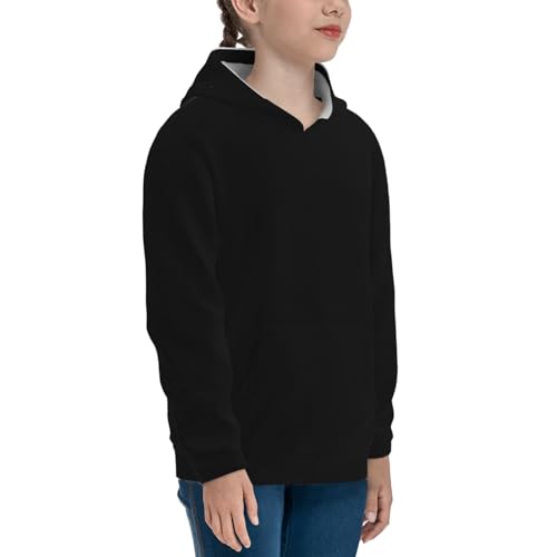 Black Kid Hoodies Boys Sweatshirts Girls Pullover with Pocket 7